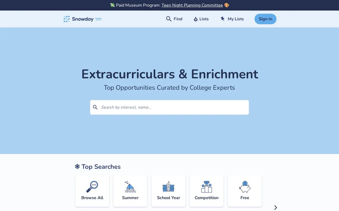snow.day homepage screenshot