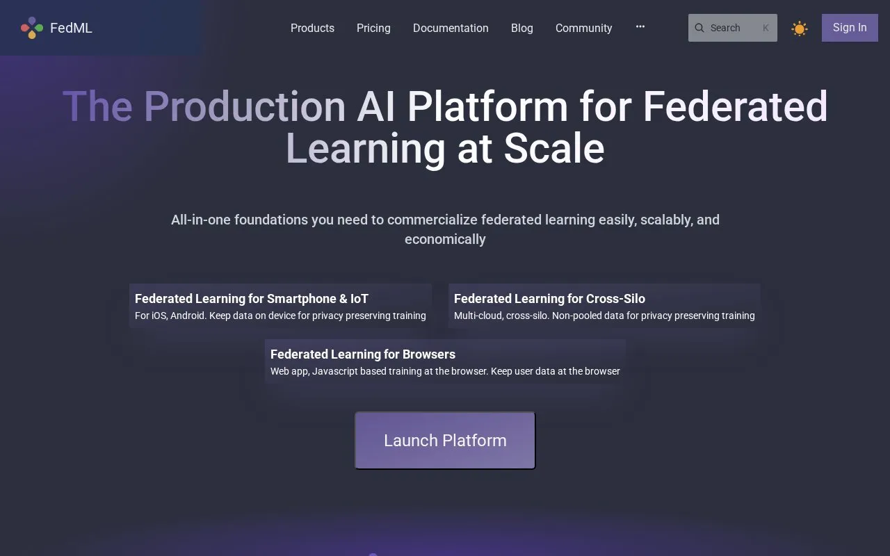 FedML homepage screenshot