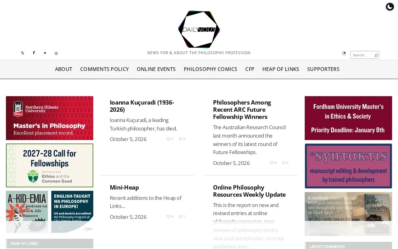 Dailynous homepage screenshot