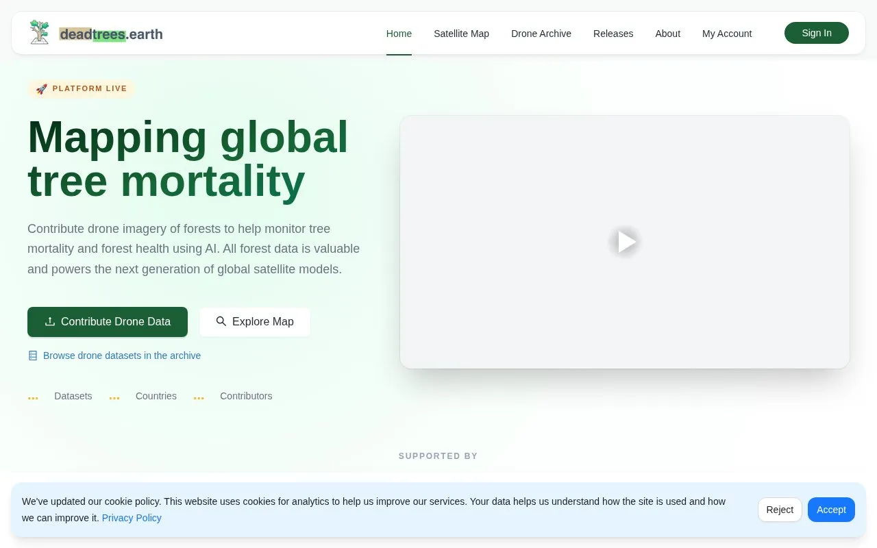 deadtrees.earth homepage screenshot