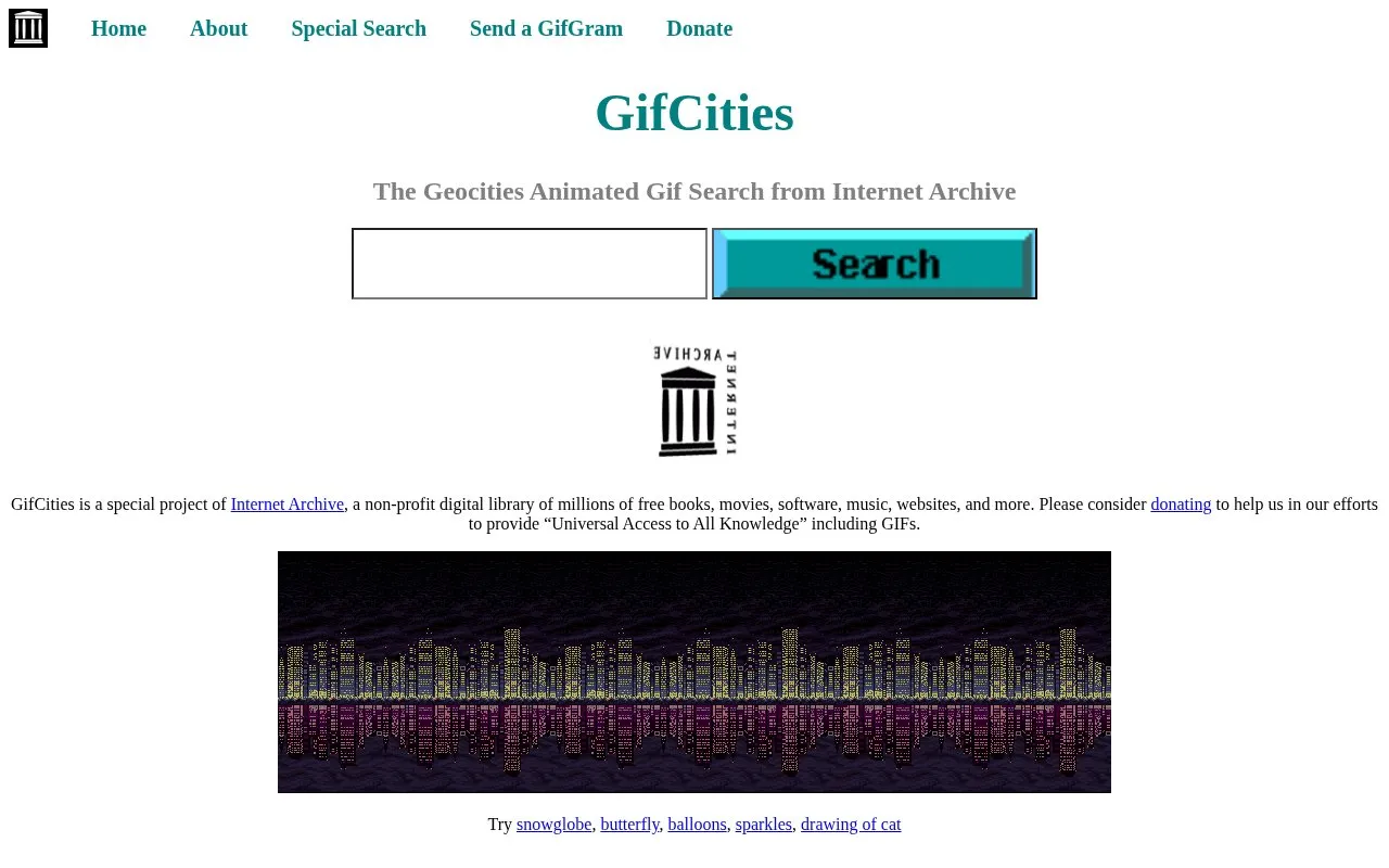 GifCities homepage screenshot