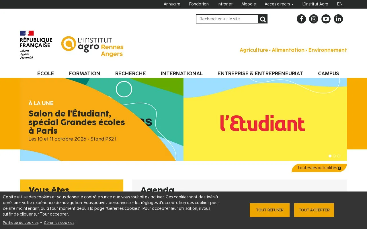 Institut Agro Rennes-Angers homepage screenshot