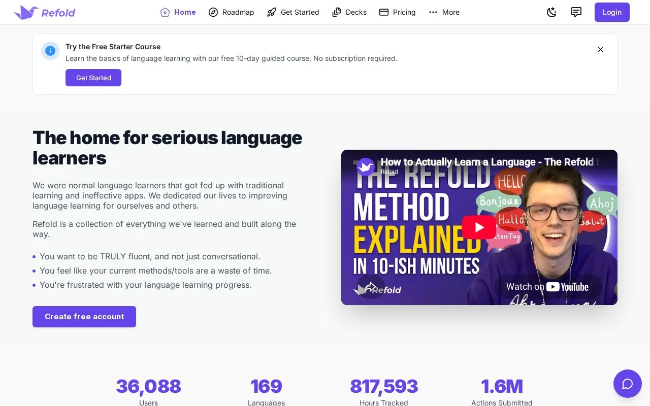 Refold homepage screenshot