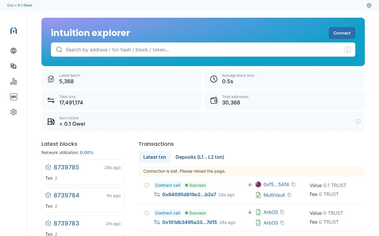 Intuition Mainnet — Intuition Explorer homepage screenshot