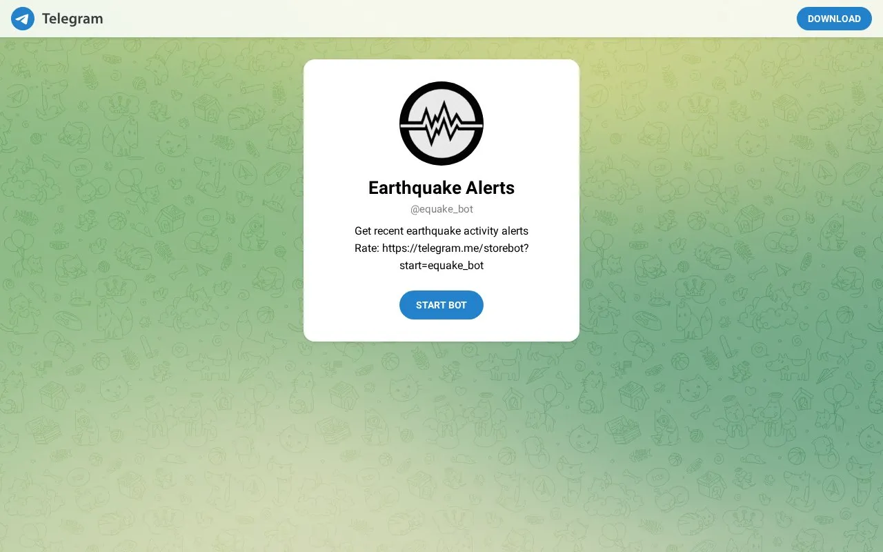 @equake_bot homepage screenshot