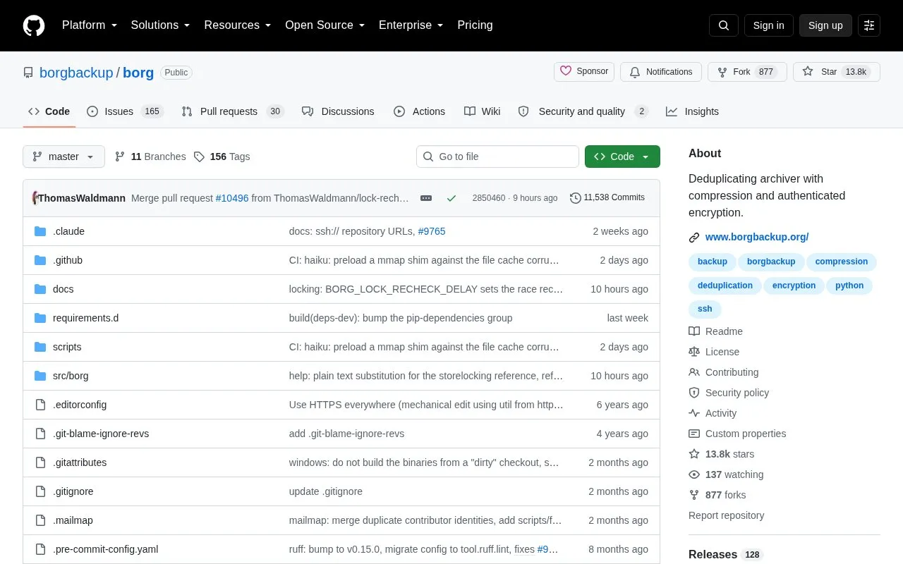 Borg homepage screenshot