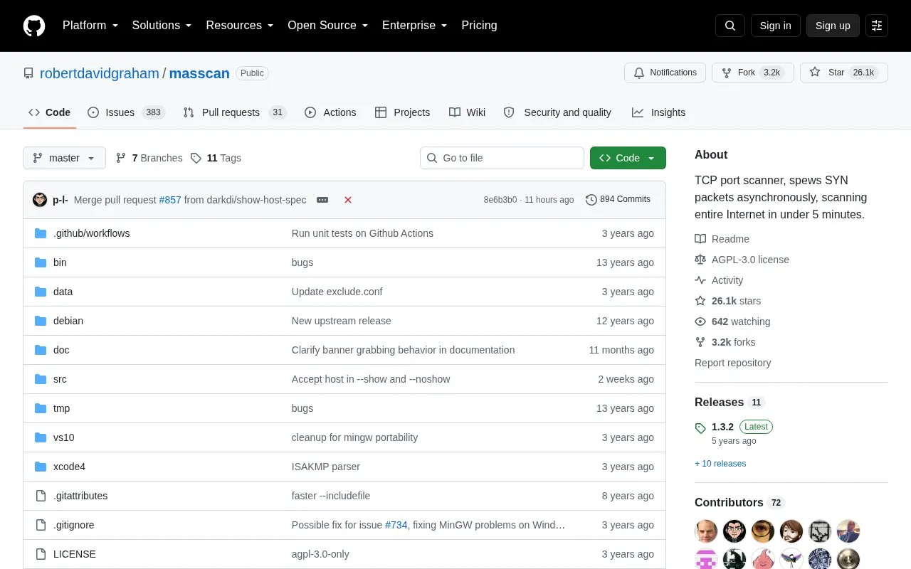 masscan homepage screenshot
