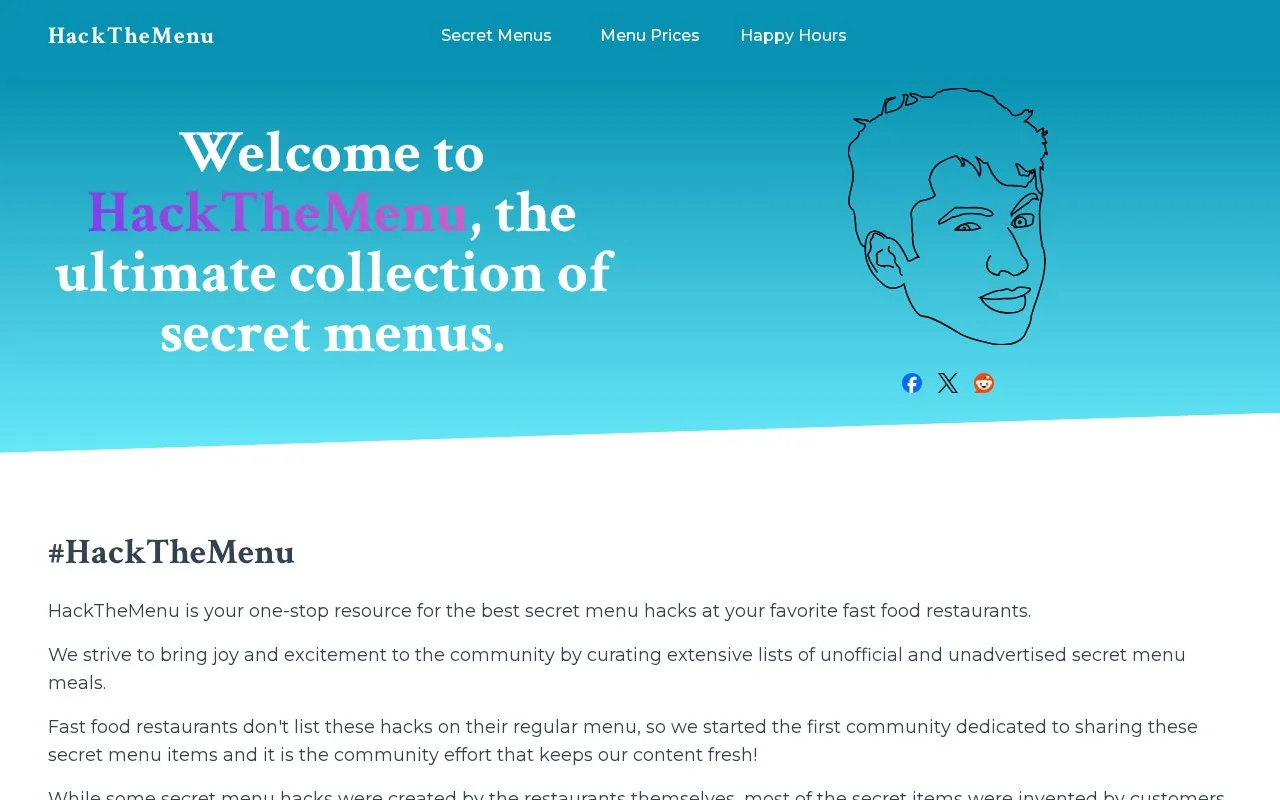HackTheMenu homepage screenshot