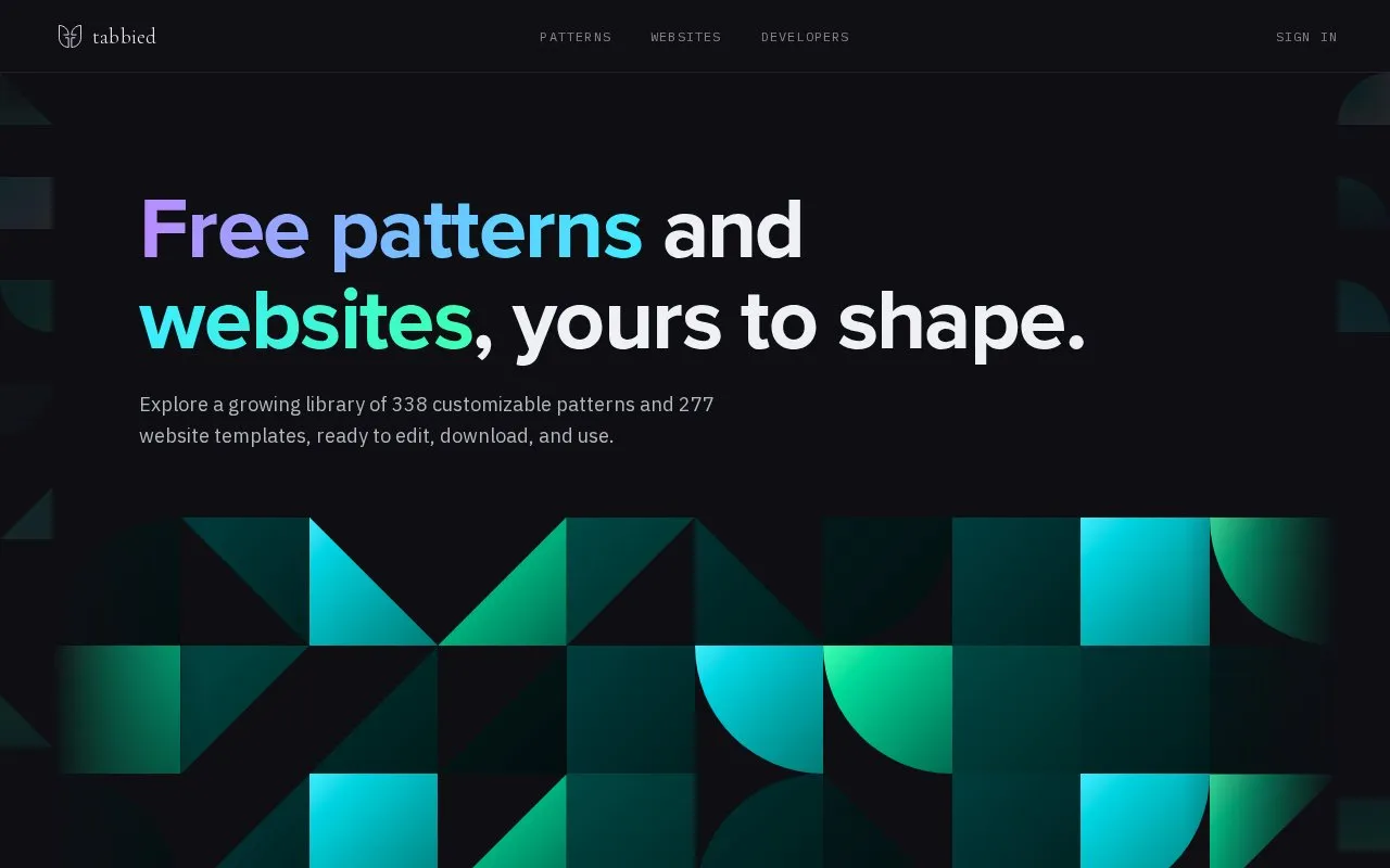 Tabbied homepage screenshot
