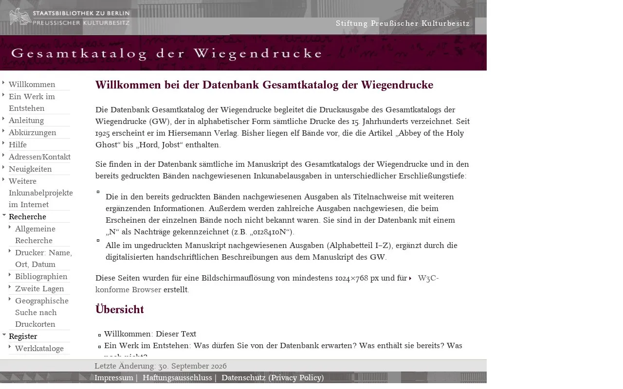 Gesamtkatalog der Wiegendrucke homepage screenshot