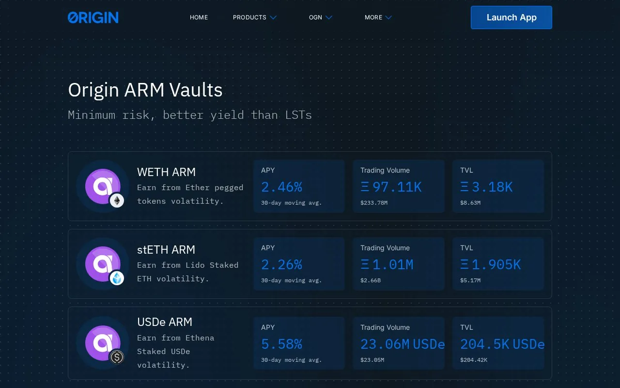 Origin ARM homepage screenshot