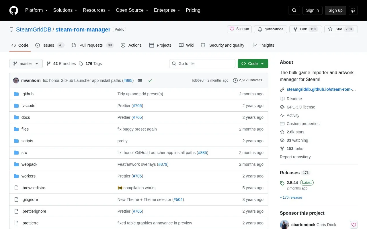 Steam Rom Manager homepage screenshot