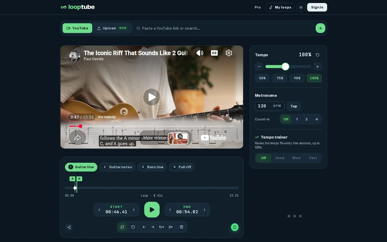 LoopTube homepage screenshot