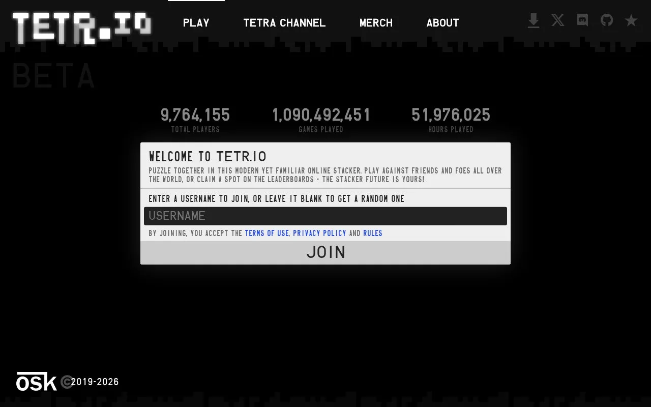 TETR.IO homepage screenshot
