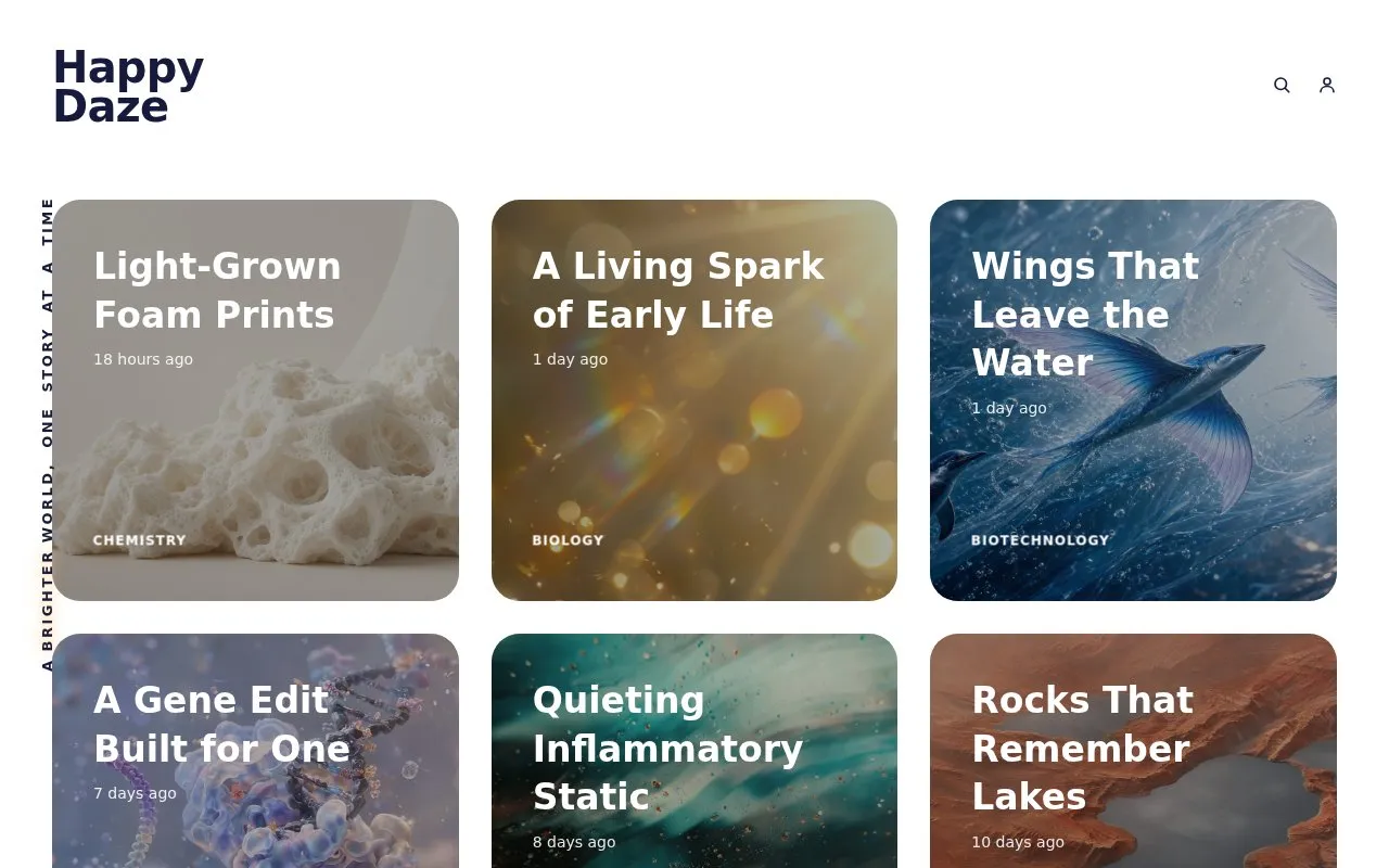 Happy Daze homepage screenshot
