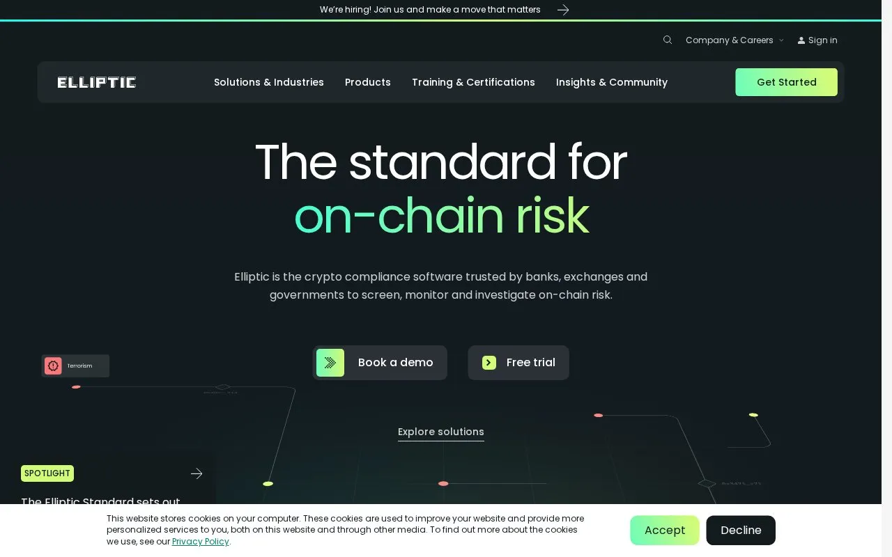 Elliptic homepage screenshot