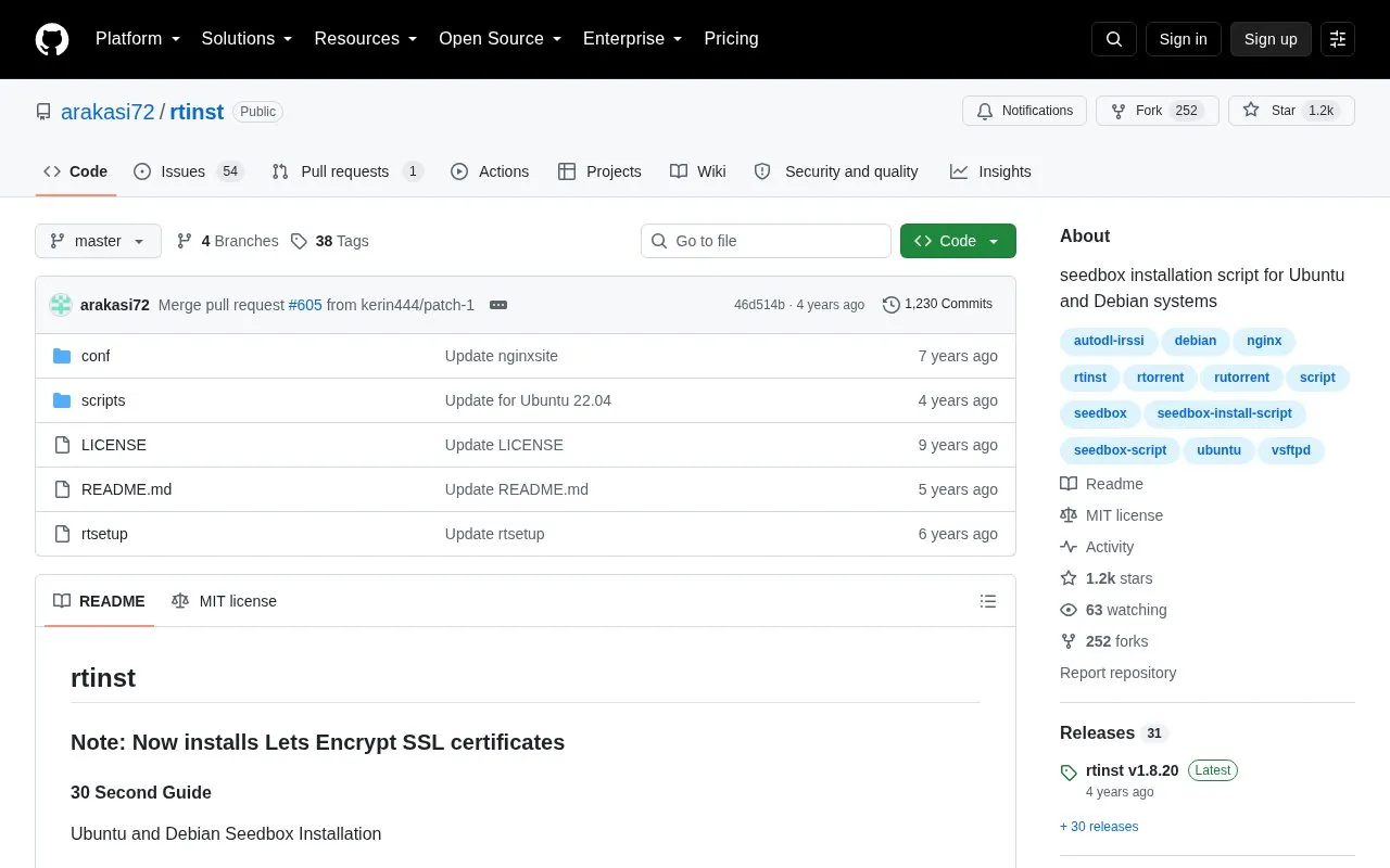 rtinst homepage screenshot
