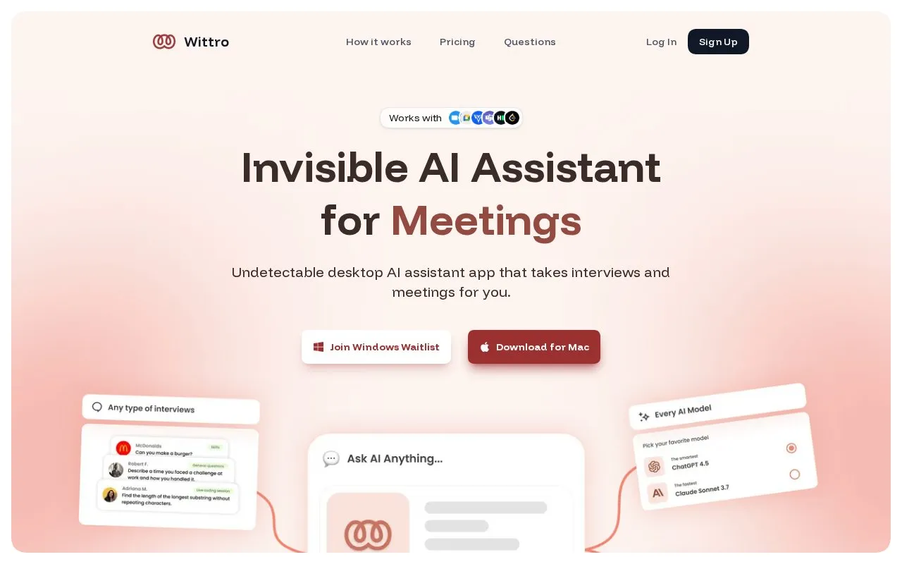 Wittro homepage screenshot