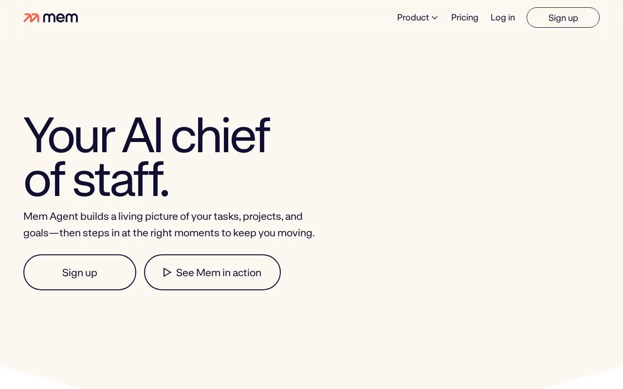 Mem homepage screenshot