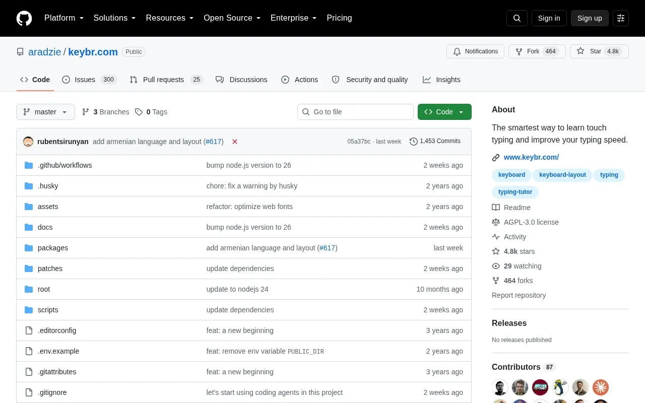 Keybr.com homepage screenshot