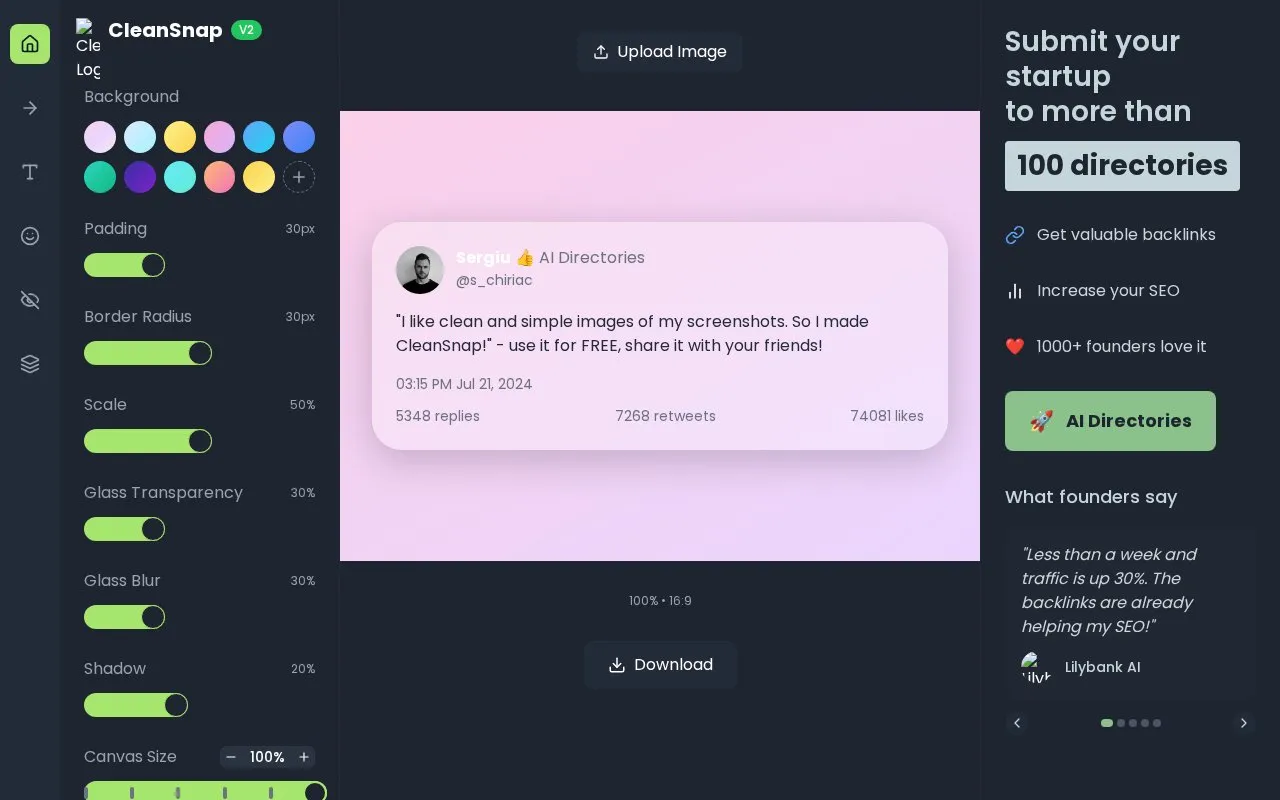CleanSnap homepage screenshot