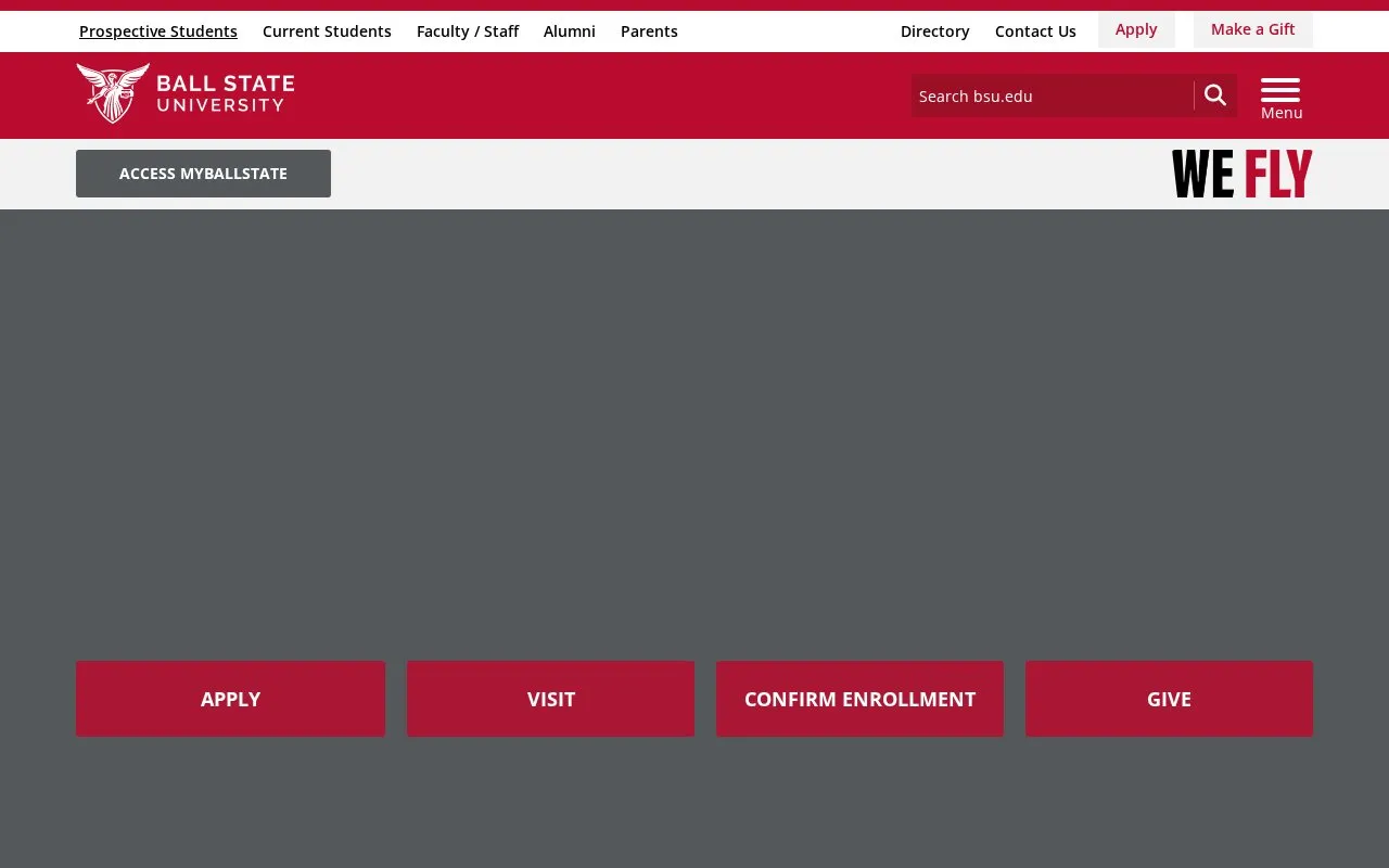 Ball State University homepage screenshot