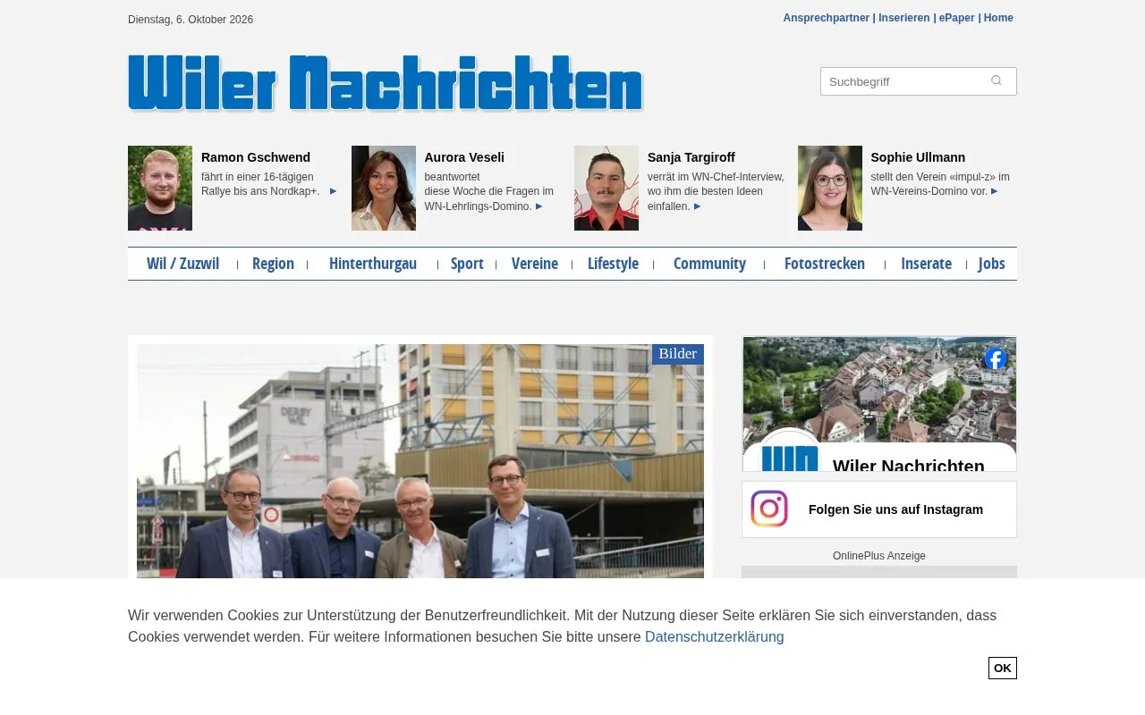 Wiler Nachrichten homepage screenshot