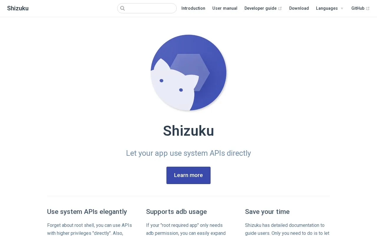 Shizuku homepage screenshot