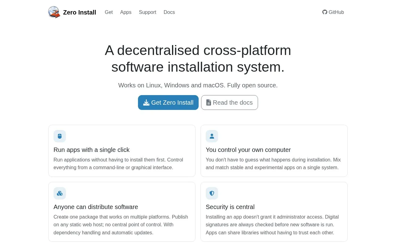 0Install homepage screenshot