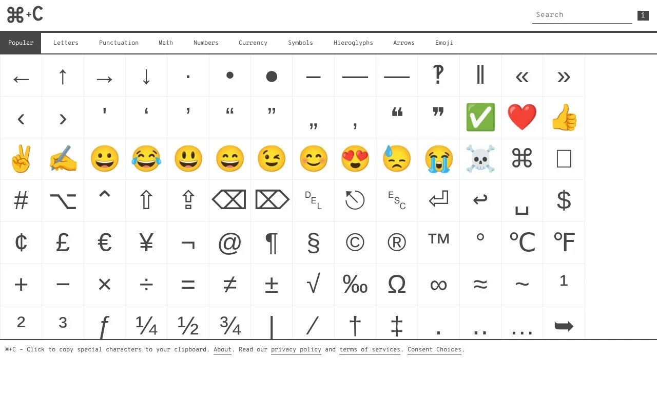 CopyChar homepage screenshot