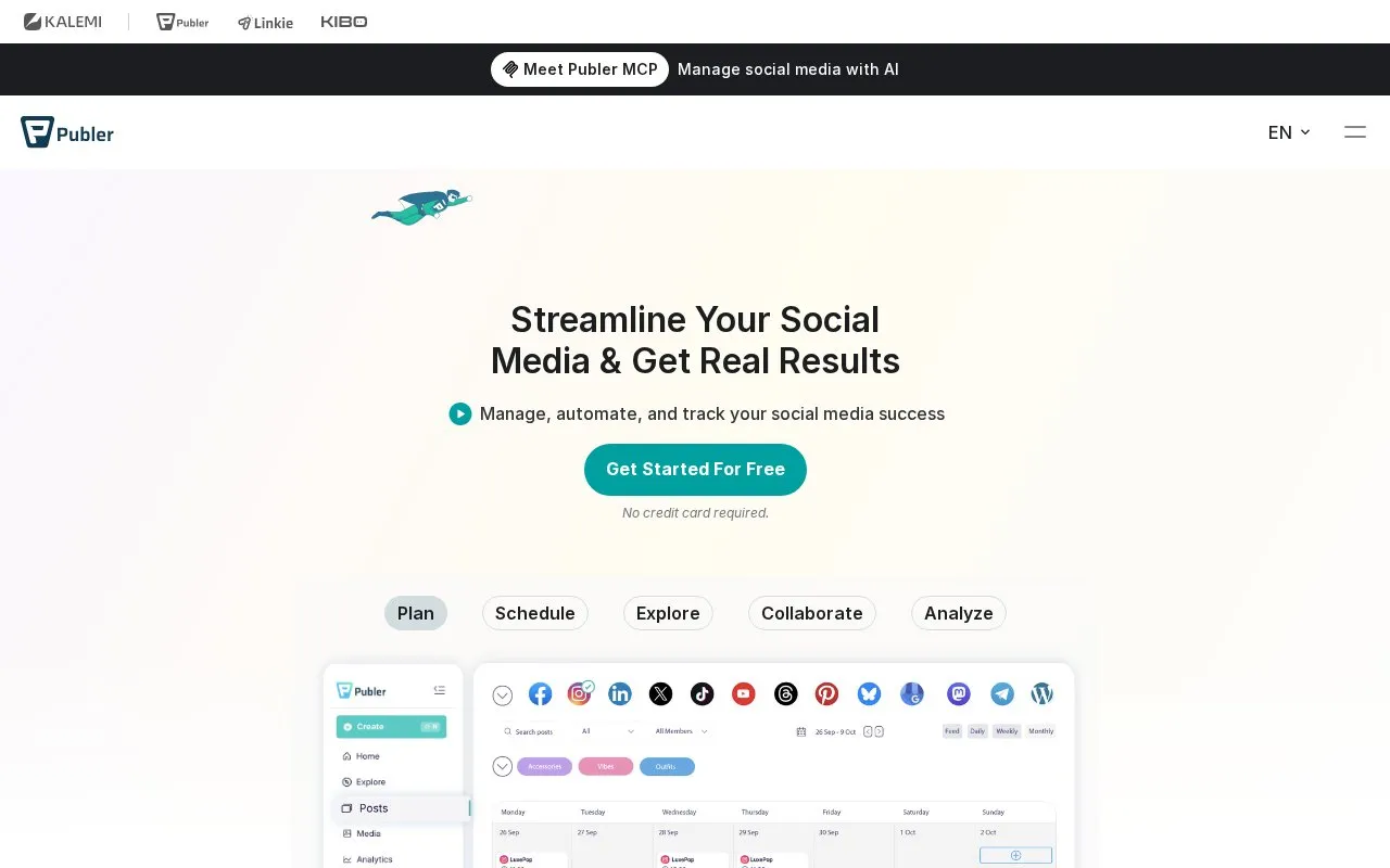 Publer homepage screenshot