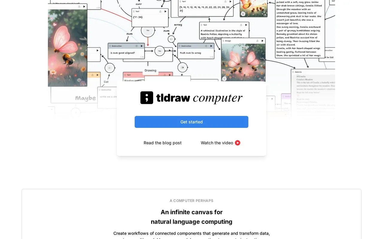 tldraw computer homepage screenshot