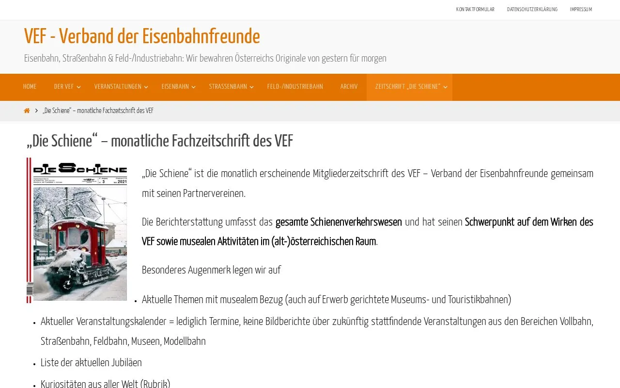 Die Schiene homepage screenshot