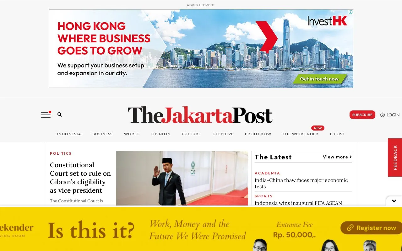 The Jakarta Post homepage screenshot
