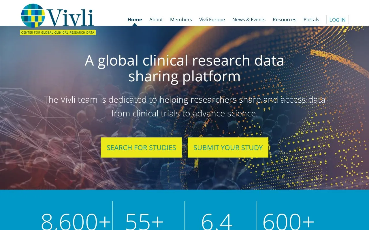 Vivli homepage screenshot