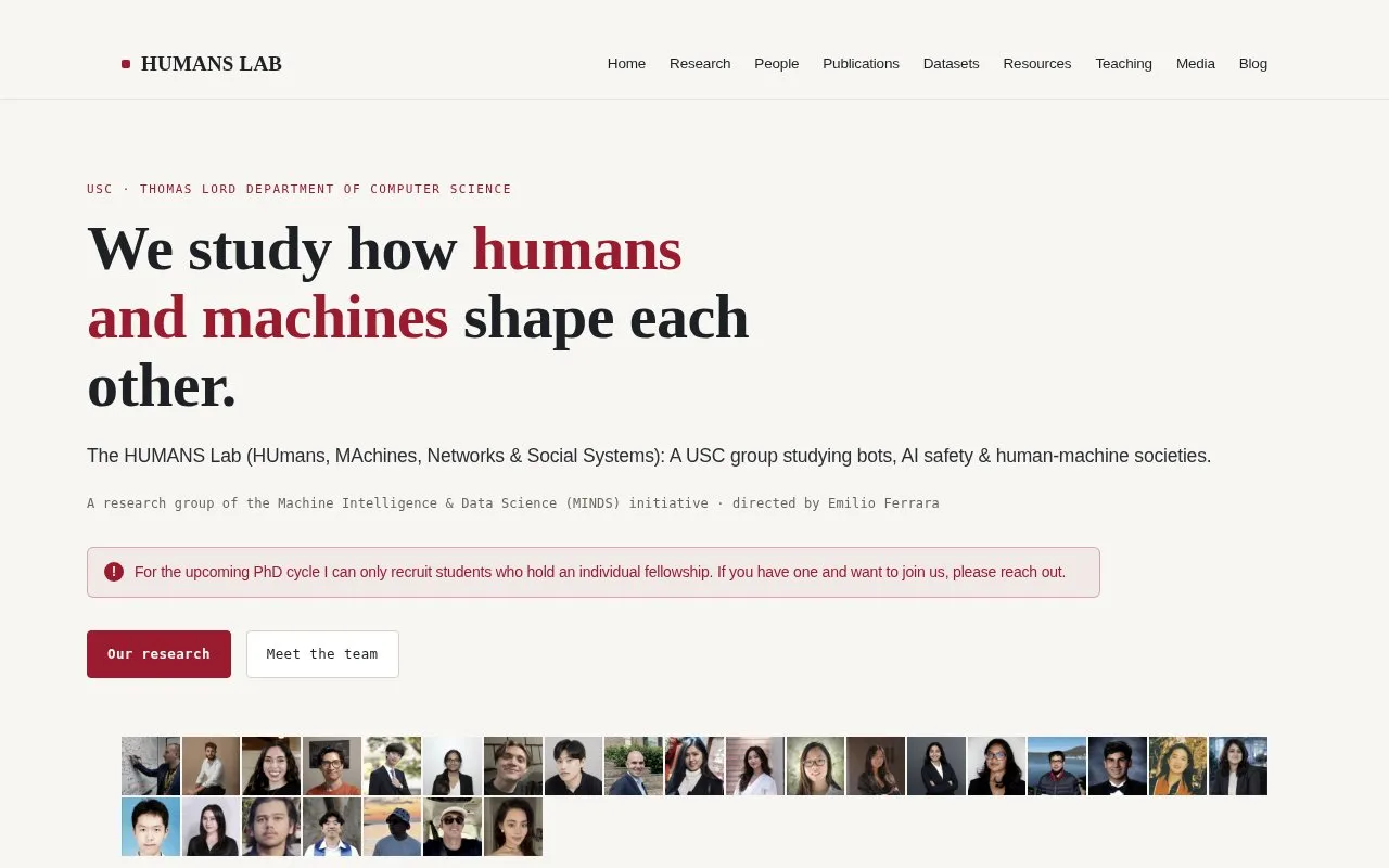 Emilio Ferrara's web page homepage screenshot