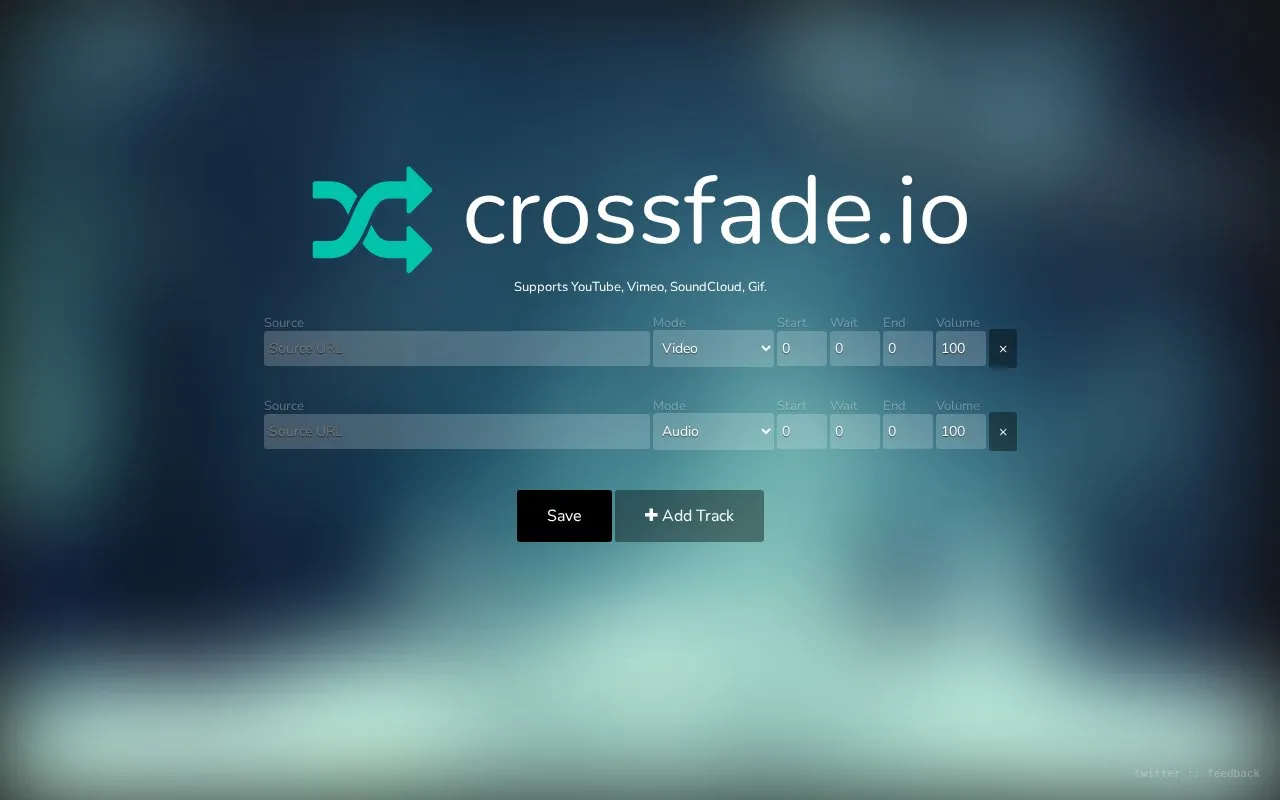 Crossfade homepage screenshot