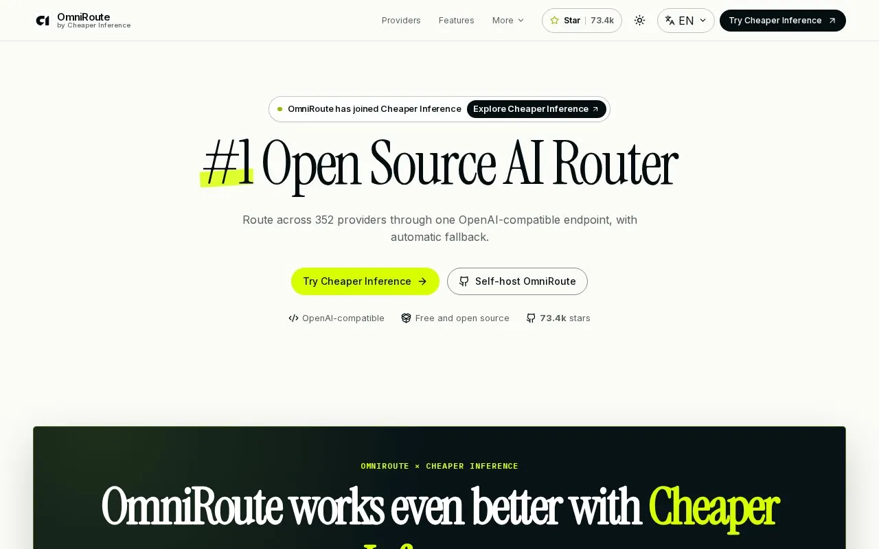OmniRoute homepage screenshot