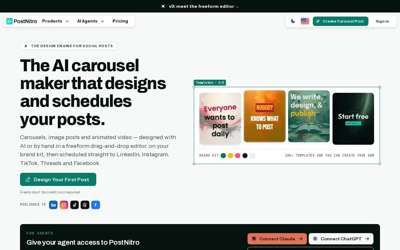 PostNitro homepage screenshot