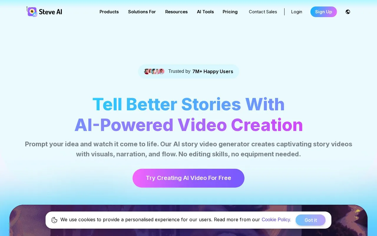 Steve.AI homepage screenshot