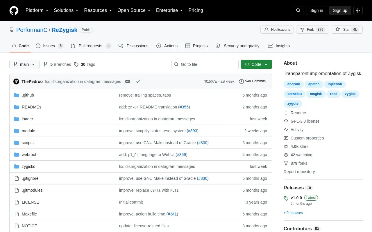 ReZygisk homepage screenshot