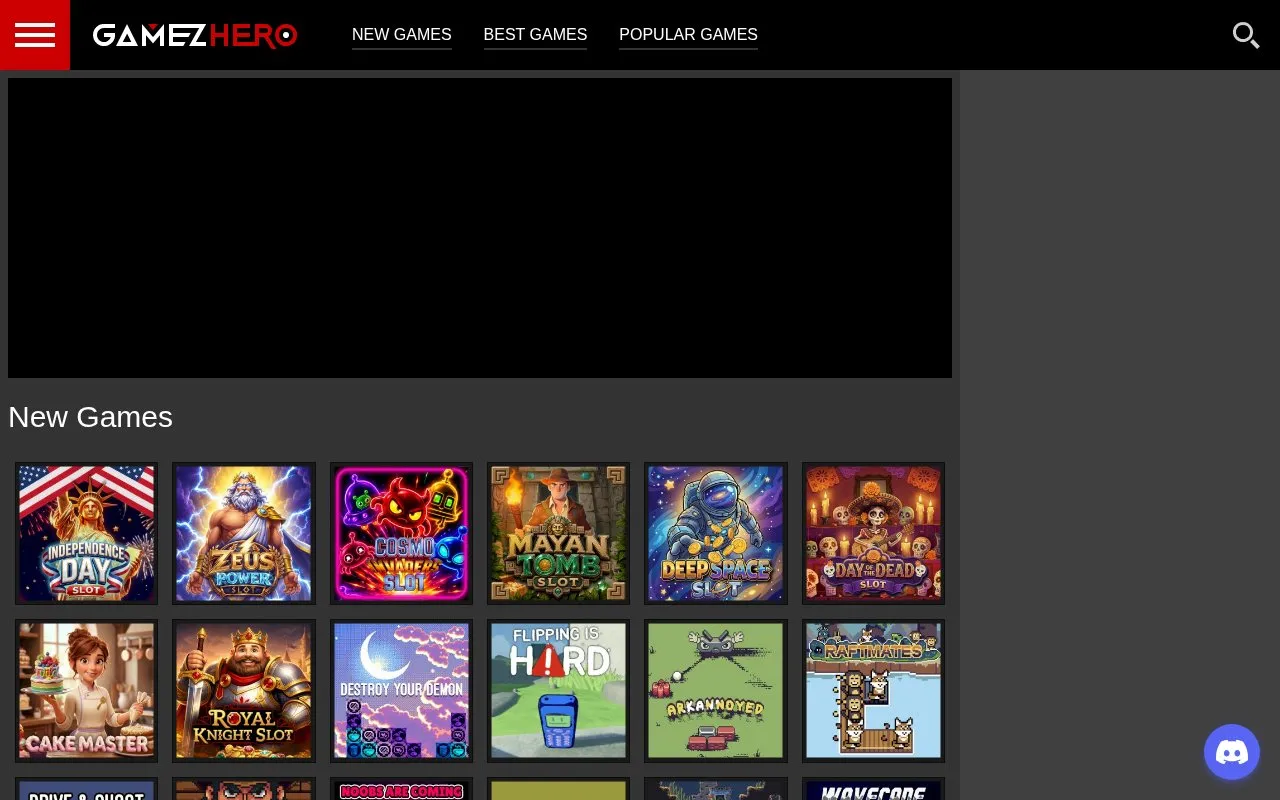 GamezHero homepage screenshot