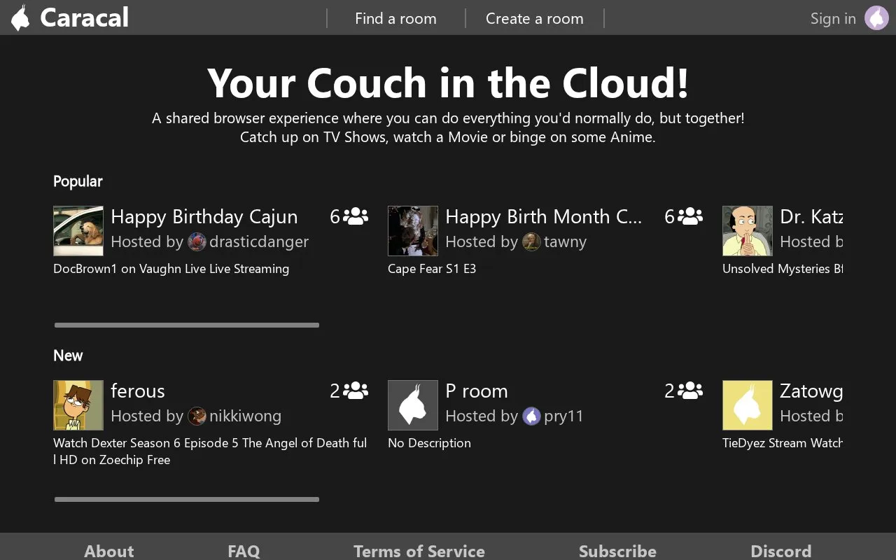 Caracal Club homepage screenshot