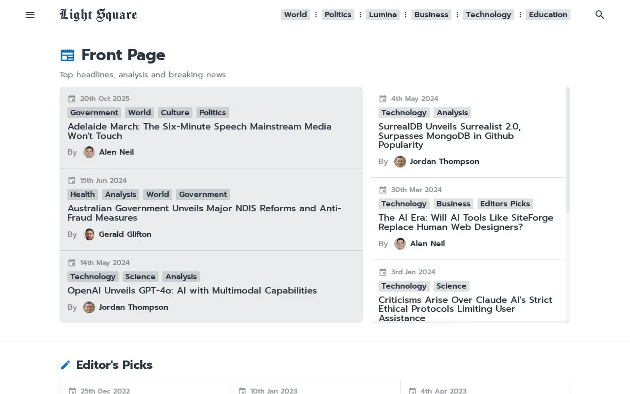 Light Square homepage screenshot