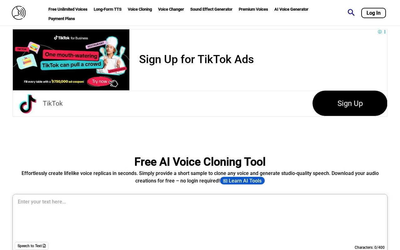 AnyVoiceLab homepage screenshot