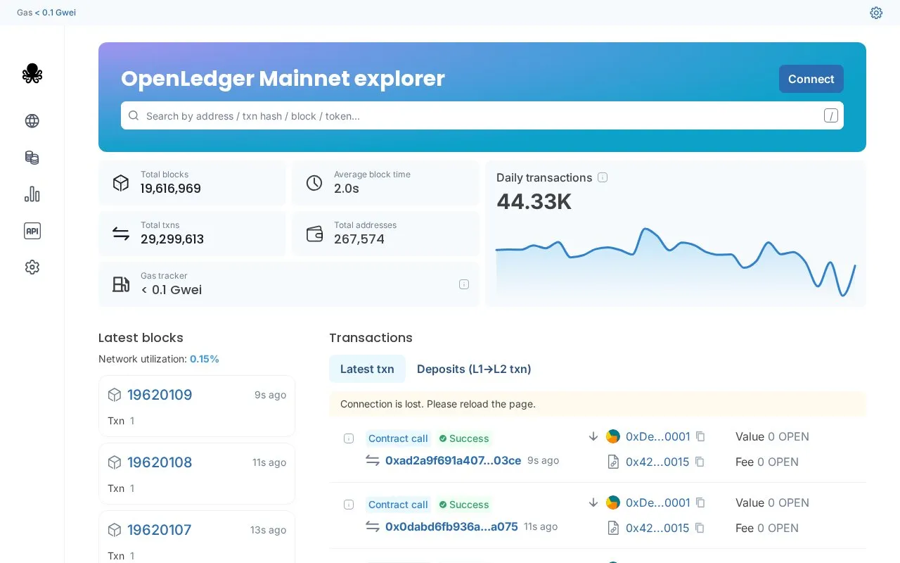 OpenLedger Mainnet — OpenLedger Explorer homepage screenshot