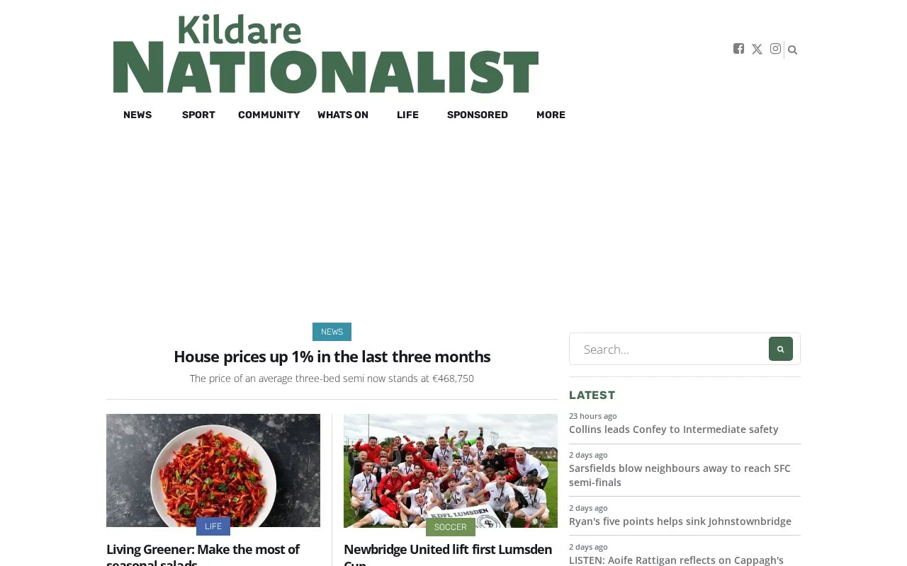 Kildare Nationalist homepage screenshot