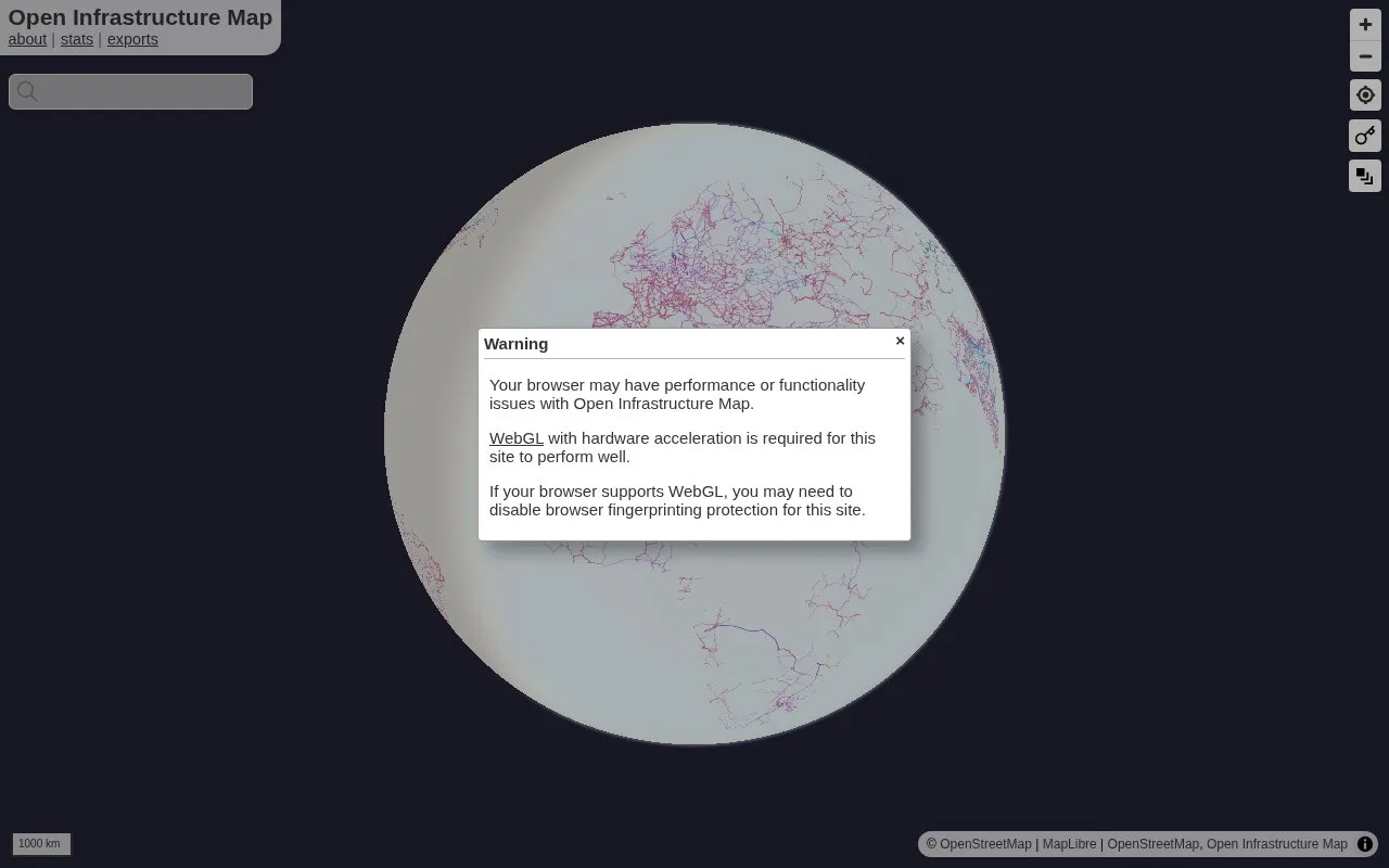 Open Infrastructure Map homepage screenshot