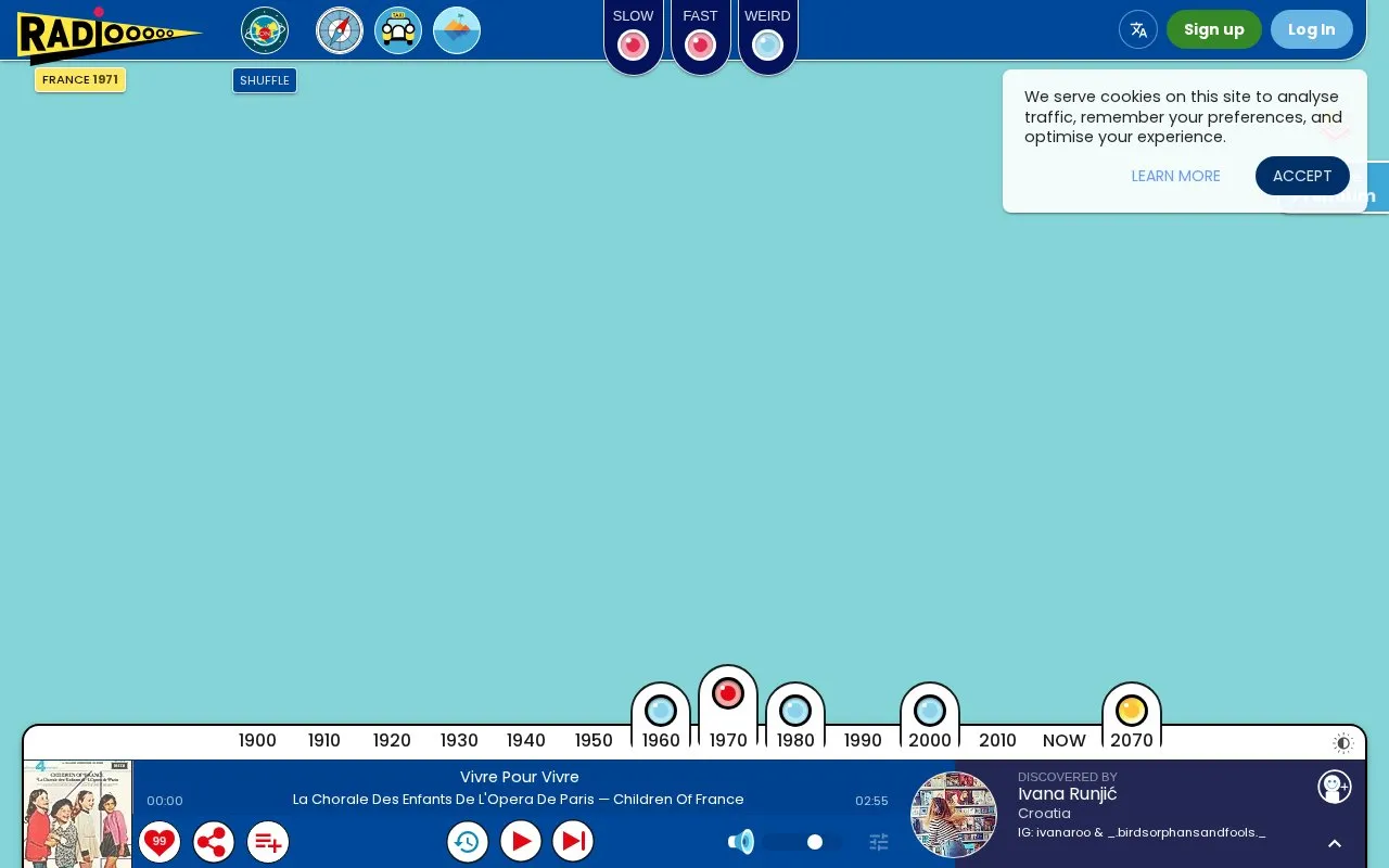 Radiooooo homepage screenshot