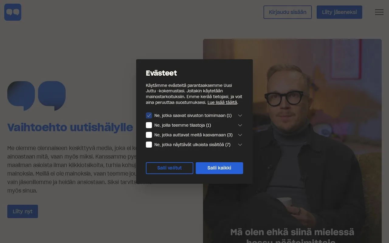 Uusi Juttu homepage screenshot